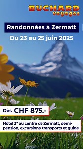 🌿✨ Envie d’aventure à Zermatt ? ✨🏔️ Du 23 au 25 juin 2025, partez avec Léonie, guide passionnée, pour 3 jours de randonnées au pied du Cervin. Des paysages grandioses, une bouffée d’air pur et des moments inoubliables vous attendent ! 💛👣 👉 Infos & inscriptions : www.buchard.ch/voyage/randonnees-a-zermatt/ 👉 Découvrez votre guide : www.graindedarolle.ch | Buchard Voyages