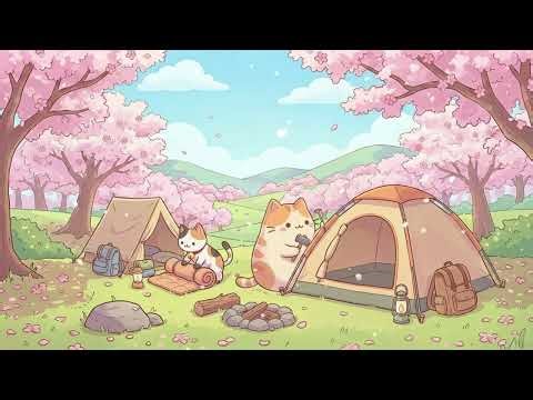 Pusheen Camping Lofi 🌸 Relaxing Spring Cat Beats to Study & Chill