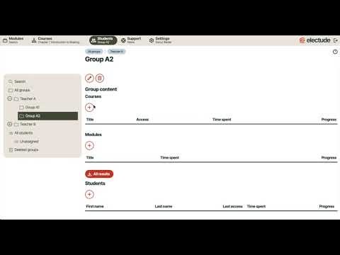 Electude - organizing students into groups
