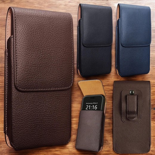 Vertical Leather Phone Holster Pouch Case With Belt Clip – Magnetic Closure Carrying Cover for Cell Phones - Etsy