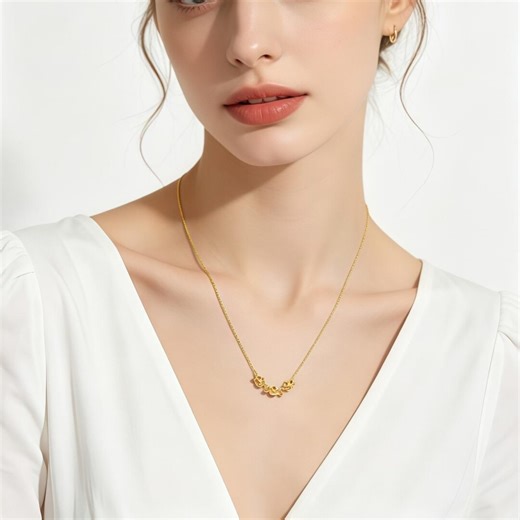 Cute Flower Rhinestone Necklace | Gold Plated Copper Floral Choker Dainty Pendant - Etsy