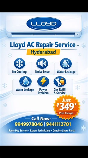 Lloyd AC Repair Service Centre in Hyderabad Lloyd AC Technician Hyderabad Lloyd AC Gas Filling Servi