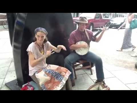 Turned Earth busking "Cotton Eye Joe" Asheville Street Music