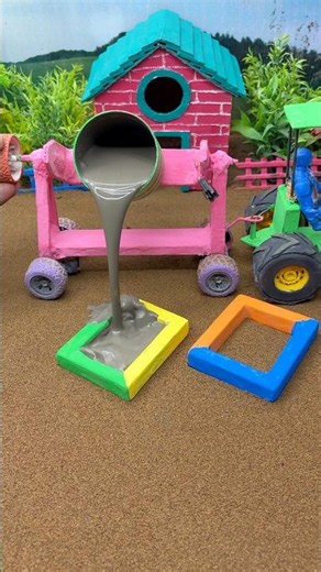 😱 Real Working Mini Tractor Making Cement Pillar | Amazing DIY Construction Machine 🚜#shorts