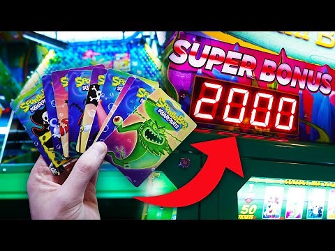 Winning the ENTIRE SET of Cards on the NEW Spongebob Arcade Game! *JACKPOT*