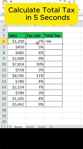 How to Calculate Total Tax in Excel in 5 Seconds ⚡ #shorts #microsoftexcel #excel