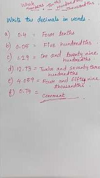 Write the decimals in words #decimals #decimalsinwords