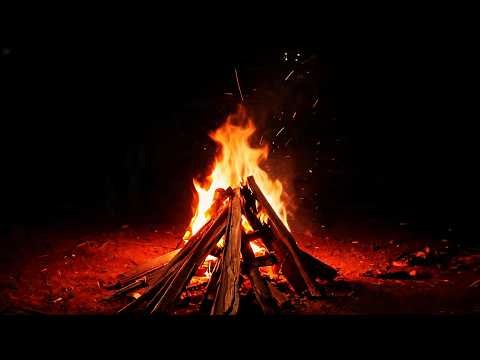 4K Campfire Sleep Sounds with Crickets Chirping | Serene Woodland Night for Deep Sleep (1 Hour)