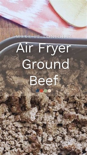 Discover the benefits of Air Fryer Ground Beef versus cooking it on the stove and get step by step instructions. The recipe is below or you can find it at the link in my bio. INGREDIENTS: 1 to 1 and 1/2 lbs. ground beef 1 tsp. salt 1/2 tsp. pepper 1/2 tsp. garlic powder INSTRUCTIONS: Put the ground beef into the basket of the air fryer. Season the beef with the salt, pepper, and garlic powder. Stir it a bit with a wooden spoon. Cook in the air fryer at 400°F for 5 minutes. Stir it around. Contin