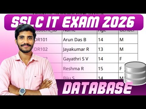 SSLC IT EXAM 2026 | DATABASE Chapter 9 KITE Model Question | 10th ICT Exam | Crash bytes