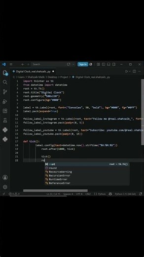 ⏰ Build a Digital Clock using Python & Tkinter!