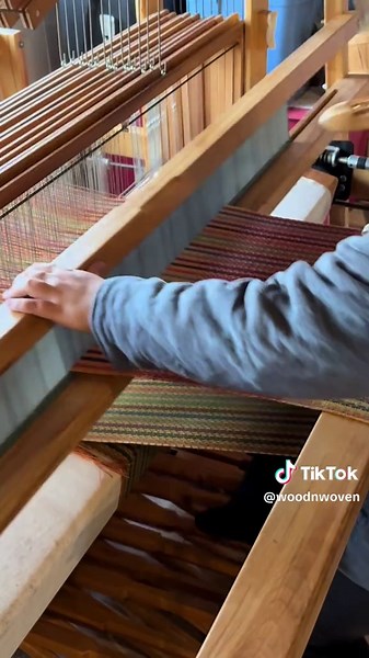 Trying out the new tripod with the new 12 harness loom, it will take some practice! #weaving #loom #handwoven #textiles #handmade