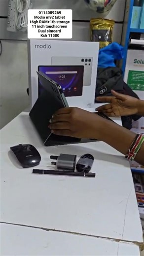 Modio m92 tablet Specs: 16gb RAM 1tb storage 11 inch touchscreen Dual simcard 10000mAh battery capacity Android 13 Supports multiple languages 8mp front camera 13mp back camera Free gifts: keyboard, mouse, stylus pen, OTG, leather cover Ksh 11500 Call/Whatsapp 0114059269 📍 We're located in Nairobi town gaberone plaza 6th floor shop C2 Deliveries done country wide at a fee. Nairobi payment on delivery, outside Nairobi payment before delivery | Darcq Mueni