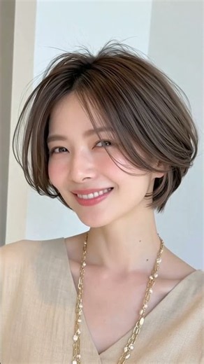 大人世代の魅力引き立てる前髪長めショートボブ #ショートボブ #50代ヘアスタイル #ショートヘア #白髪ぼかし