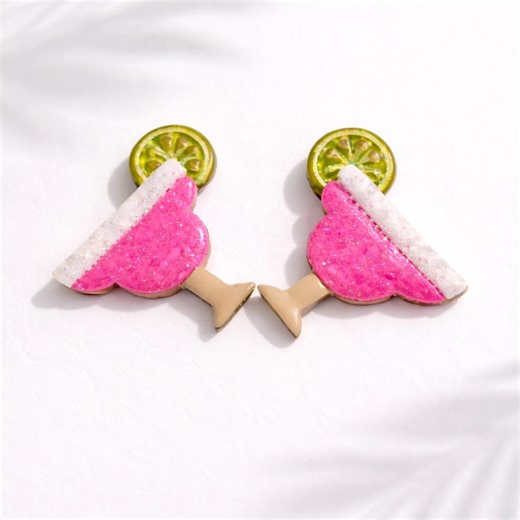 Margarita Cocktail Earrings | Handmade Polymer Clay | Fun Bartender Gift | Tropical Summer Statement | Lightweight Hypoallergenic Jewelry - Etsy