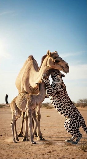 Will the camel successfully fight back against desert predators #wildlife #nature #animals