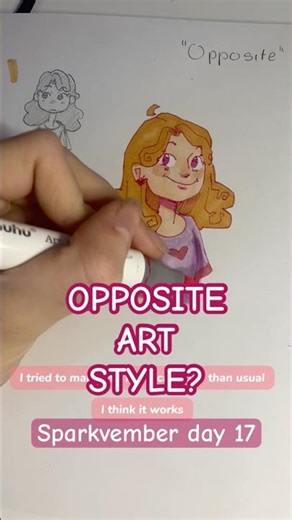 Opposite art style?? #art #challenge #sparkvember