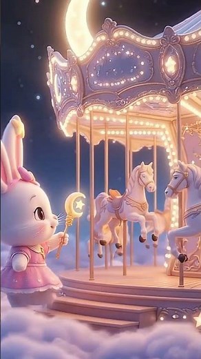 ขี่ม้าหมุนลอยฟ้าไปกับกระต่ายน้อย 🐰🎠 | เพลงเด็กนอนหลับ เพลงกล่อมเด็ก #Shorts