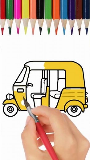 how to draw auto riksha for kids easy step #drawing #kidsart #art #shorts #cartoon #yt