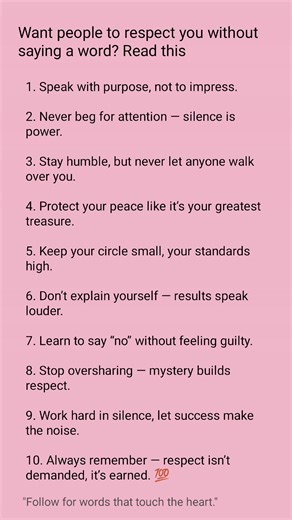 2.6K views | "Want people to respect you without you saying a thing? Speak with purpose, protect your peace, work hard in silence, and let your results speak. Respect isn’t demanded—it’s earned. Keep your circle small, your standards high, and remember: your actions always speak louder than words." #Respect #SelfRespect #LifeLessons #Mindset #Motivation #SuccessTips #InnerStrength #PositiveVibes #Wisdom #SilentPower | bugworkout officel | Facebook