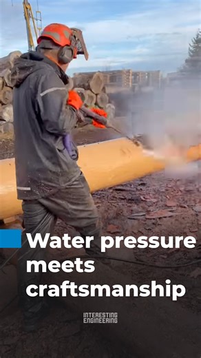 Interesting Engineering on Instagram: "Power washing isn't just for garages or cars. Turns out it can be used for wood as well! 🎥: @egner_blockhaus"