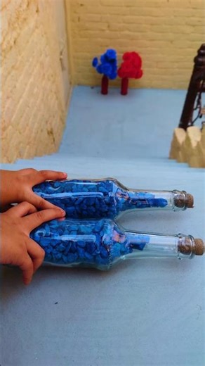 Breaking Glass Bottle💥🔥Two Big Blue Color Bottle Extreme Crunchy & Soft Things Crushing ASMR#shorts