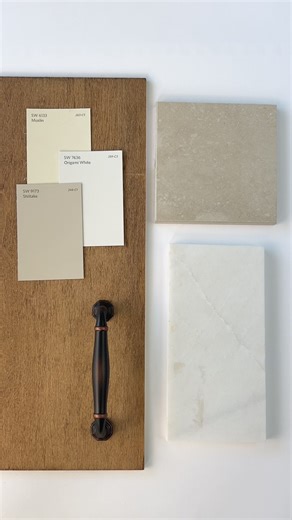 21K views · 311 reactions | Details  This combo has everything you need for a timeless look—soft, versatile paint, natural warm wood, earthy stone textures, and hardware that ties it all together. It’s the kind of mix that feels effortless but instantly elevates a space. ✨Want the links? Comment MOODBOARD and I’ll send them to you. #paintcolors #paintcolor #wallpaint #wallpainting #moodboard | Simplee DIY | Facebook