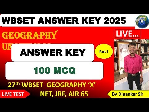 27th WB SET GEOGRAPHY ANSWER KEY Part 1 #geography #feed #wbset #set #wbcsc