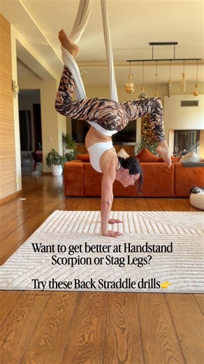 Aerial Yoga Handstand Scorpion #aerialyoga #handstand #scorpionpose #yogadrills #handstandworkout