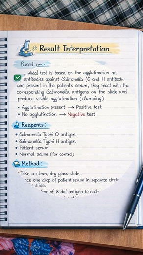 ✨“Widal Test in english | Slide Method | BMLT Notes | Exam Oriented” #viral #shorts ✨hand written