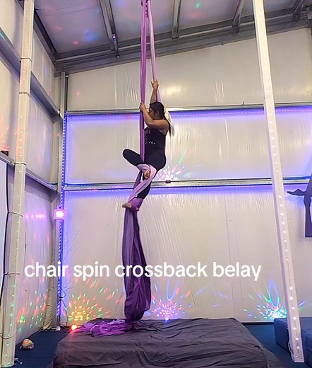 Crossback chair spin entry to belay but you can get into a belay from any crossback entry!!! | Ferree Aerial Silks
