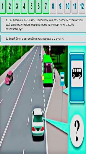 Traffic laws. How should the driver of the white car act