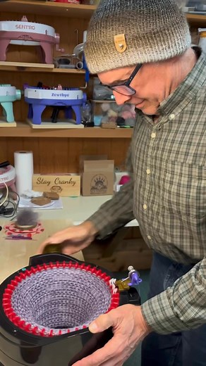 2.2M views · 19K reactions | More Cranknitting loveliness  #knitting #knittingmachine #hat | Hoop and Home | Facebook