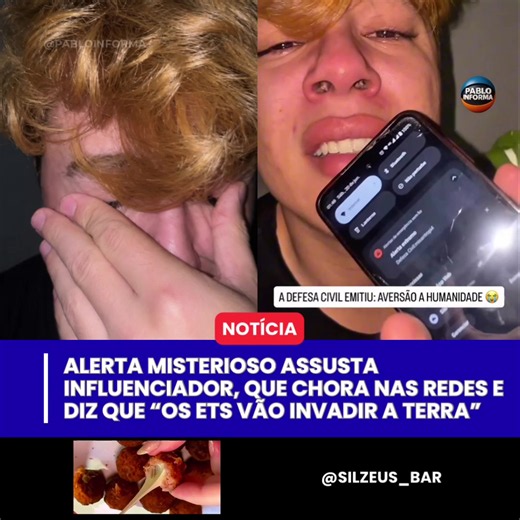 O influenciador MIGUEL LOFRESI publicou um vídeo em tom de humor após o alerta extremo com a palavra “misantropia” ser enviado para celulares de diferentes regiões do Brasil na madrugada deste sábado (20). Na gravação, ele aparece chorando e fingindo desespero ao relacionar a mensagem a uma suposta invasão extraterrestre. “Isso significa que os ETs vão invadir a Terra. Eu tô desesperado, eu sou muito nervoso, eu tô tremendo, não sei o que eu faço”, brincou o influenciador, arrancando risadas dos