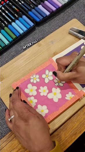 A simple beginner friendly acrylic marker flower painting anyone can try. 🌸