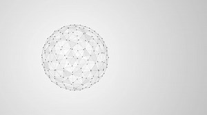 The polygonal ball is transformed, distorted. Display lines, points, edges, faces. Black and white background.4K. The motion design. A looped roller.