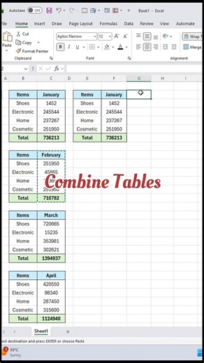 Combine multiple tables in Excel in seconds| HSTACK Function #exceltips #exceltricks #shorts #excel