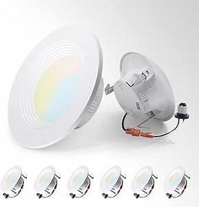 ASD Retrofit LED Recessed Lighting 4 Inch | 9W 700 Lm Wet Rated Dimmable Ceiling Downlights | 2700K-5000K Adjustable CRI90 White Room Light Fixtures | Can Lights, UL 6 Pack