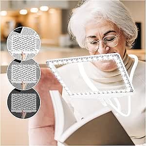 NZQXJXZ 5X Hands Free Magnifying Glass with Light and Stand 43 Ultra-Bright LED, Lighted Magnifying Glass, Full Page Magnifier for Reading, Small Print, Senior, Low Vision