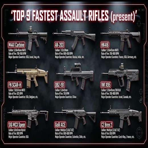 Top 9 Fastest-Firing Assault Rifles in the World| Military Weapons Explained