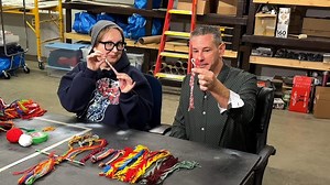 Learning to finger weave with Métis artist Krista Leddy