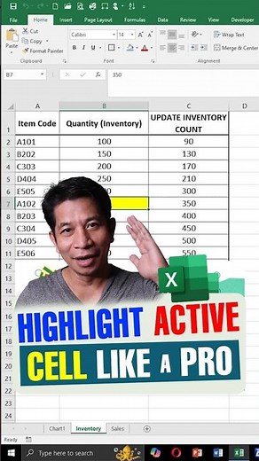 Excel Magic Trick! Highlight Your Active Cell Automatically with VBA 🔥 #ShopeeTagToWin