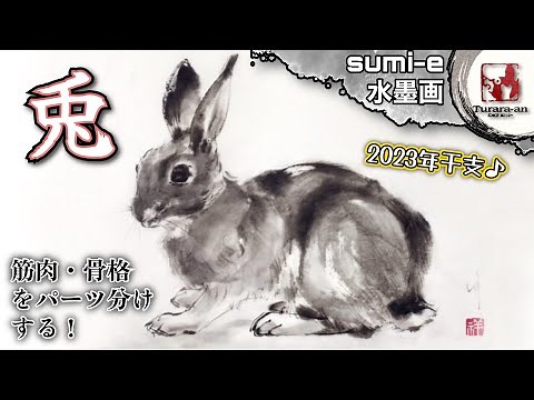 【水墨画】来年の干支！うさぎの描き方 How to draw sumi-e つらら庵