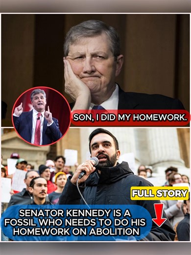 KENNEDY READS ZOHRAN KWAME MAMDANI’S ENTIRE TRUST-FUND MANIFESTO ON FOX PRIMETIME – THEN SAYS “GO CASH DADDY’S CHECK FIRST, JUNIOR” Sean Hannity thought he was just tossing Kennedy a softball about “defund the police.” Zohran Mamdani jumped in from split-screen, sneering: “Senator Kennedy is a fossil who needs to do his homework on abolition. Maybe start by paying reparations with his oil money.” Kennedy didn’t speak for four full seconds. He just reached under the desk, pulled out a gold-emboss