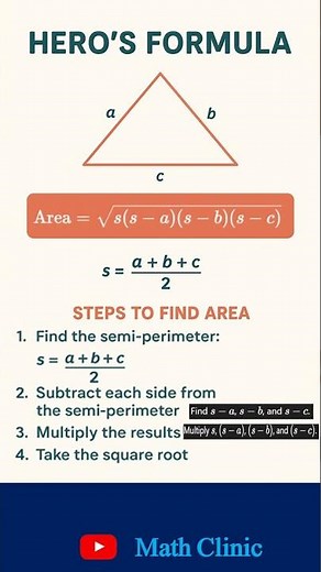 Hero's Formula | Heron's Formula | Math Clinic