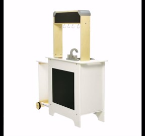 Hape Wooden Cook‘n Serve Kitchen| Pretend Role Play Kitchen Set with Pull-Out Counter and Chalkboard for Kids