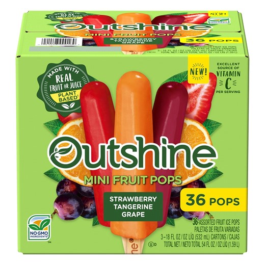 Outshine Strawberry, Tangerine, Grape Mini Fruit Ice Pops, Frozen, 36 ct. - Samsclub.com