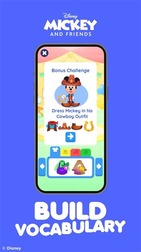 Lingokids on Instagram: "It’s party time 🎉 Disney’s Mickey & Friends: Mickey’s Costume Party Challenge is one of our most-played Disney activities ever! Your kid can explore outfits, choose dances, and see Mickey Mouse dressed-up as a cowboy and more! Designed to build vocabulary, support decision-making, and inspire creativity ✨ Your kid can play this Disney fan-favorite activity now on Lingokids 💙 #Disney #MickeyAndFriends #Lingokids"
