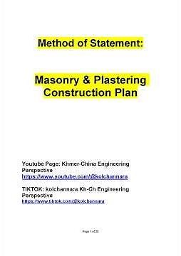 Method Statement for Masonry and Plastering Works | Procedures, Materials & Quality Control