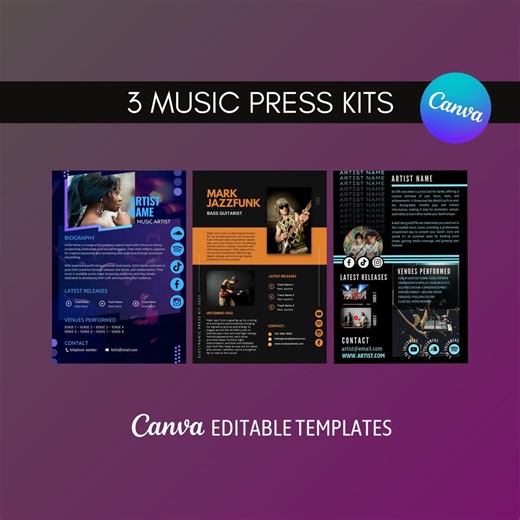 Music Press Bundle | 3 Canva EPK Templates | Media Kit Templates - Etsy Canada